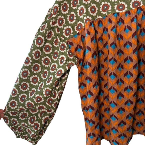 Womens Boho Long Sleeve Floral & Geometric Print Top By Bucket List Lightweight - Picture 6 of 6